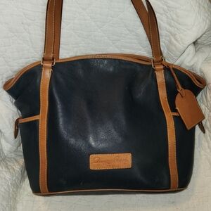 Dooney & Bourke Black and Tan Leather Tote Bag